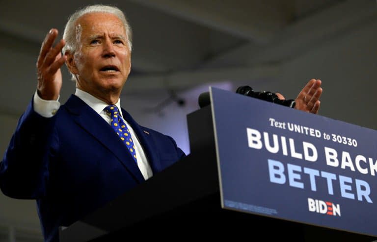 Joe Biden lors d'un discours de campagne, le 28 juillet 2020 à Wilmington, dans le Delaware - ANDREW CABALLERO-REYNOLDS © 2019 AFP