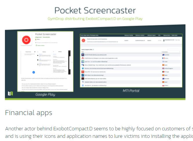 其中一款惡意軟體為Pocket Screencaster。（圖／翻攝自ThreaFabric官網）