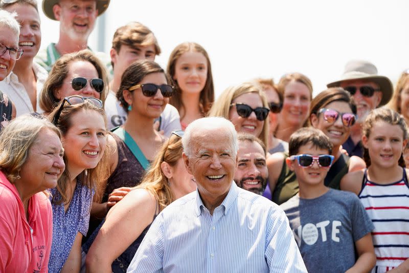 U.S. President Biden tours King Orchards farm in Central Lake, Michigan