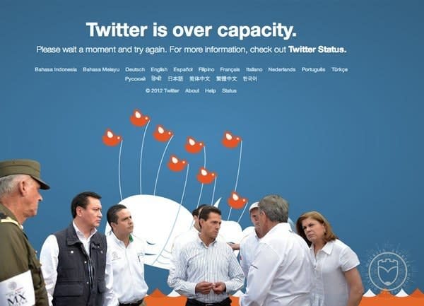 En la imaginación de los usuarios, el presidente Peña Nieto podía estar en cualquier lugar… hasta en el aviso de Twitter cuando falla