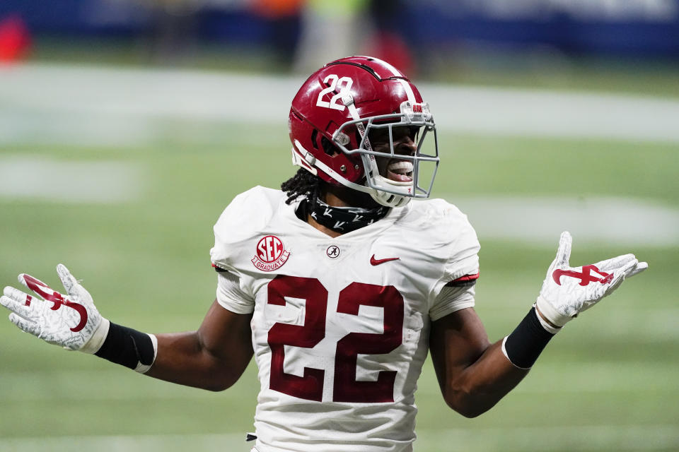 Alabama RB Najee Harris (22) might be the closest thing to Derrick Henry in the college game. (AP Photo/John Bazemore)