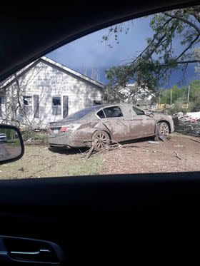 Photo shows damage in Westmoreland following tornado. Photo courtesy of Ashley Fielder.