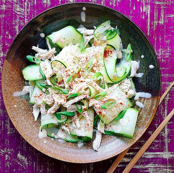 Cold Sesame Zucchini ‘Noodles’ With Shredded Chicken