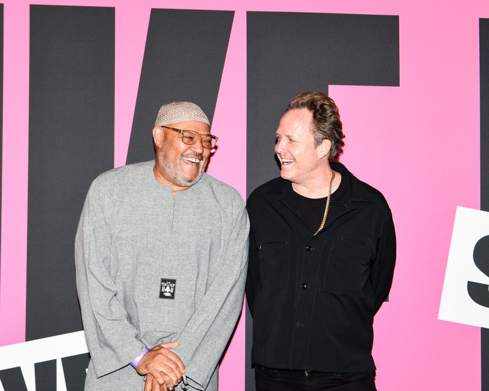 Actors Laurence Fishburne and Dean Winters attend the "Spike Lee: Creative Sources" exhibition at the Brooklyn Museum on Oct. 3, 2023.