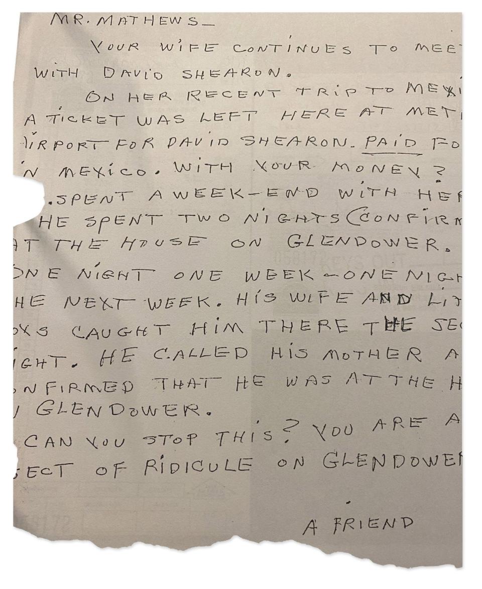 A copy of a second letter sent to Ken Matthews.