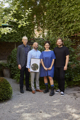 Winner of the Food Planet Prize 2024: C40 Food Systems. Zachary Tofias, Director of Food and Waste, and Stefania Amato, Head of Food Strategy at C40 Cities Climate Leadership Group, posing with the winner's diploma together with the Co-Chairs of the Food Planet Prize jury: Johan Rockström (left), Director of the Potsdam Institute for Climate Impact Research, and Magnus Nilsson (right), Michelin Star Chef, organic apple farmer and Director-General of the Curt Bergfors Foundation.