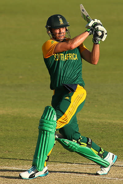 South Africa pulled off the second-biggest run-chase in their one-day international history to against Australia in tri-series after being set a target of 328. Behind some swashbuckling batting from AB de Villiers (136 not out) and Faf du Plessis (106), the Proteas claimed a comfortable seven-wicket win with 20 balls to spare.