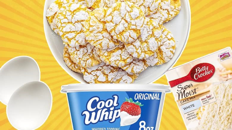 Cool Whip cookies on plate with ingredients 