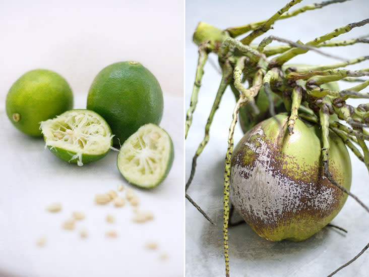 Limes (both its zest and juice) and coconut water help lift up an otherwise sweet dessert.