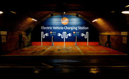 FILE PHOTO: An Electric car charging point is seen in a car park in Manchester, Britain, November 15, 2016. REUTERS/Phil Noble/File Photo
