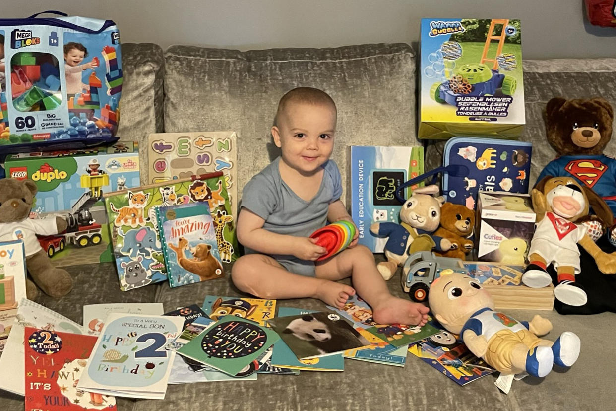 Jaxon celebrating his second birthday. (Hayley Barnes/SWNS)