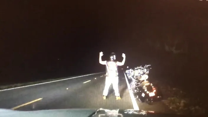 An Outlaws Motorcycle Club member was arrested when his bike ran out of gas after he refused to stop, the Flagler County Sheriff's Office stated.