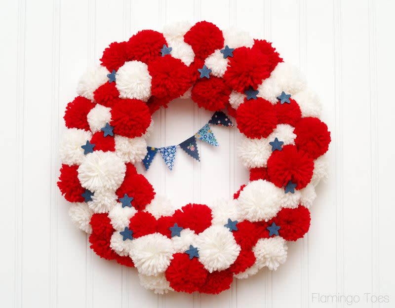 Patriotic Pom Pom Wreath