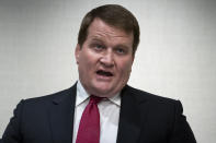 Tony Bobulinski, who says he is a former associate of Hunter Biden, talks with reporters before the presidential debate, Thursday, Oct. 22, 2020, in Nashville. (AP Photo/Evan Vucci)