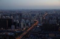 General view shows the traffic during the evening rush hour in Beijing