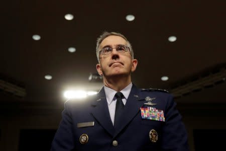 U.S. Air Force General John Hyten, Commander of U.S. Strategic Command, arrives to testify before a Senate Armed Services Committee hearing on Capitol Hill in Washington, U.S., April 4, 2017. REUTERS/Yuri Gripas