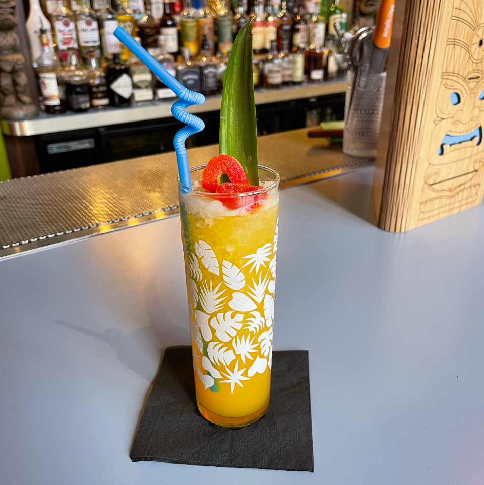 The "Passion Palace," comes with passion fruit, peach, lemon and soda. The drink can be found at Bellhop in Des Moines' East Village for $8 to $14 depending on the amount of THC.