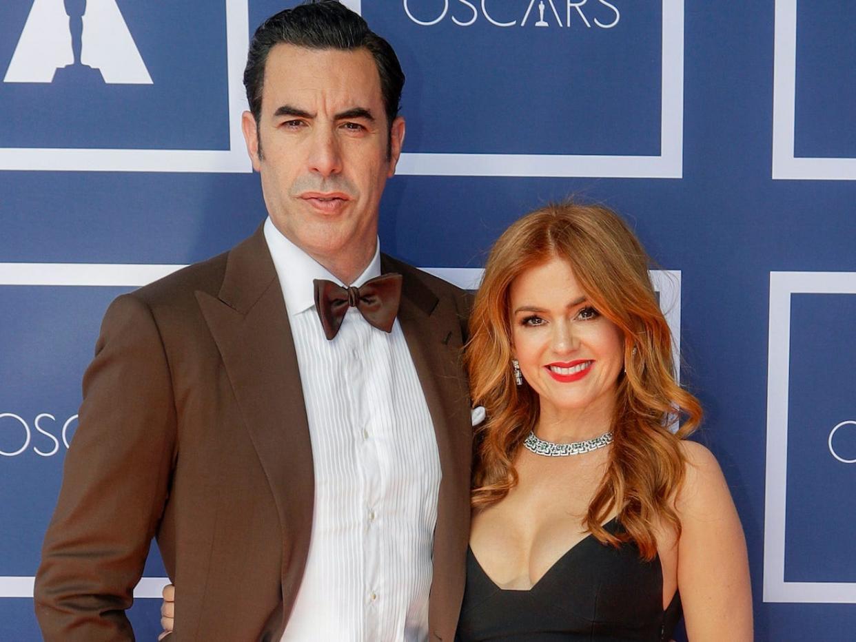 Sacha Baron Cohen and Isla Fisher oscars 2021