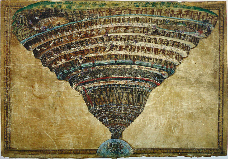 "Abismo del Infierno" de Sandro Botticelli. Biblioteca Apostólica Vaticana.