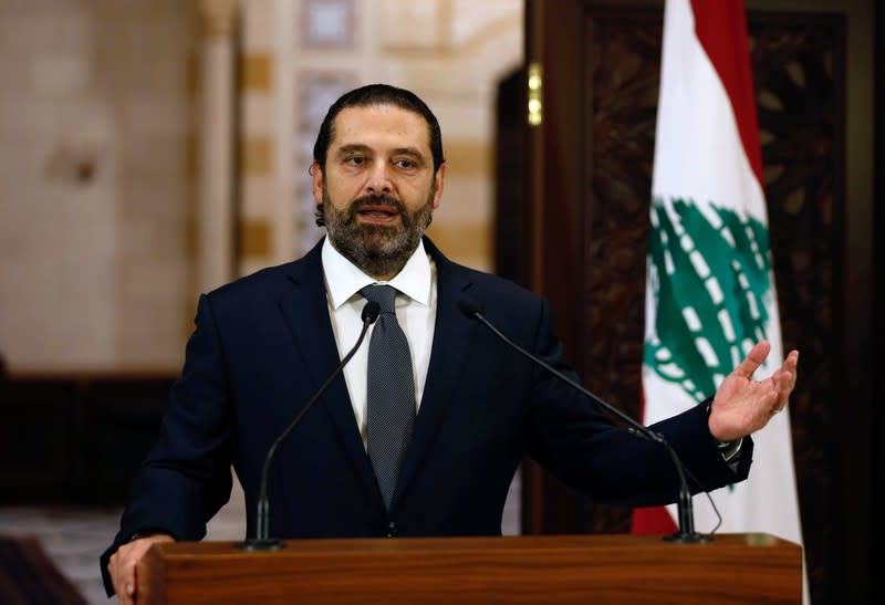 Lebanon's Prime Minister Saad al-Hariri speaks during a news conference in Beirut