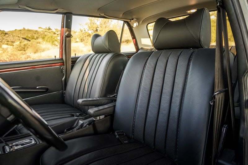 Black leather seats in a 1971 Mercedes-Benz 300SEL 6.3