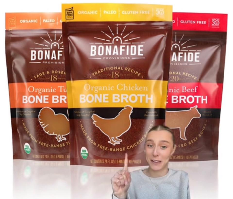 She instead recommends bone broth, a collagen-containing liquid made from boiling animal bones and connective tissue. TikTok