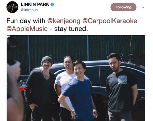 Linkin Park revealed they filmed a segment. Source: Twitter