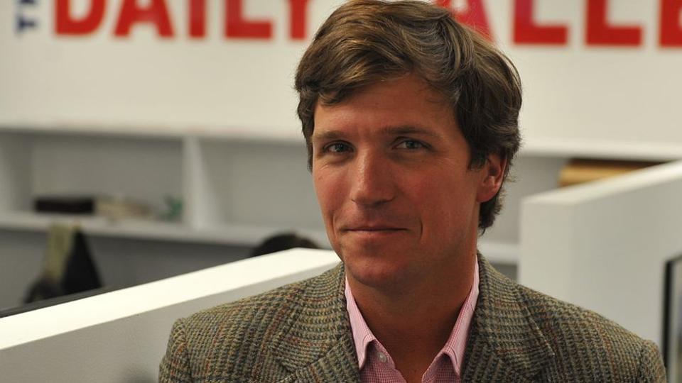 Tucker Carlson, a conservative pundit, at the office of the new website, the Daily Caller, on January 6, 2010, in Washington, DC