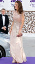 <b>Pretty in pink</b><br><br> Kate's love affair with Jenny Packham continued with this beautiful pale pink and sparkly gown.