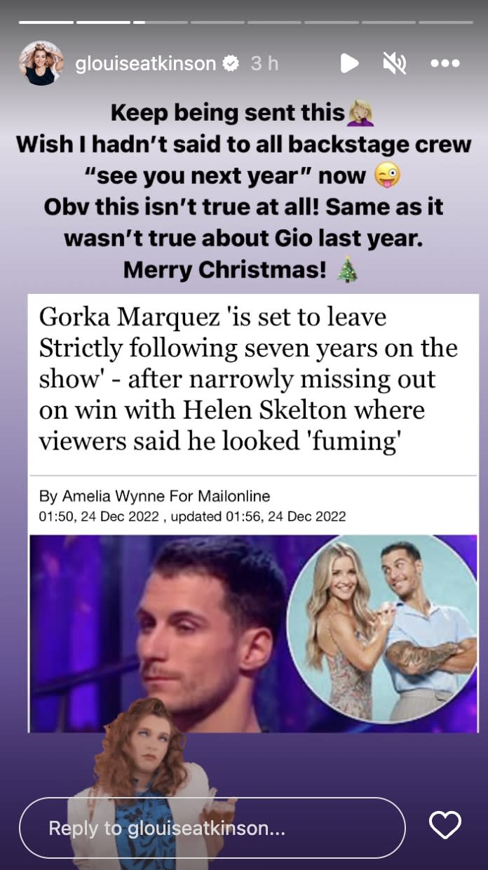 Gemma Atkinson debunks rumours Gorka Marquez is quitting Strictly (Instagram/glouiseatkinson)