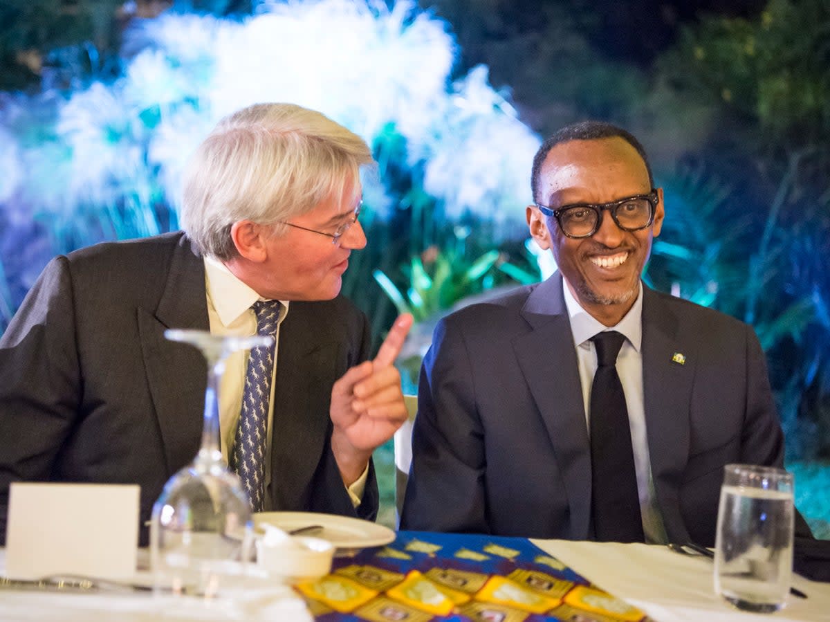 The charity built on work by a Conservative Party volunteering project backed by Rwandan president Paul Kagame, seen with Conservative MP Andrew Mitchell during a celebration for the 10th anniversary of Project Umubano in Kigali on 11 August 2017 (Paul Kagame/CC BY-NC-ND 2.0)