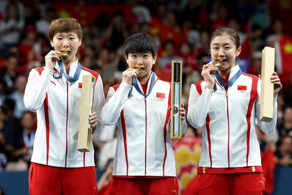 左起：王曼昱、孫穎莎、陳夢（圖：Getty Images）