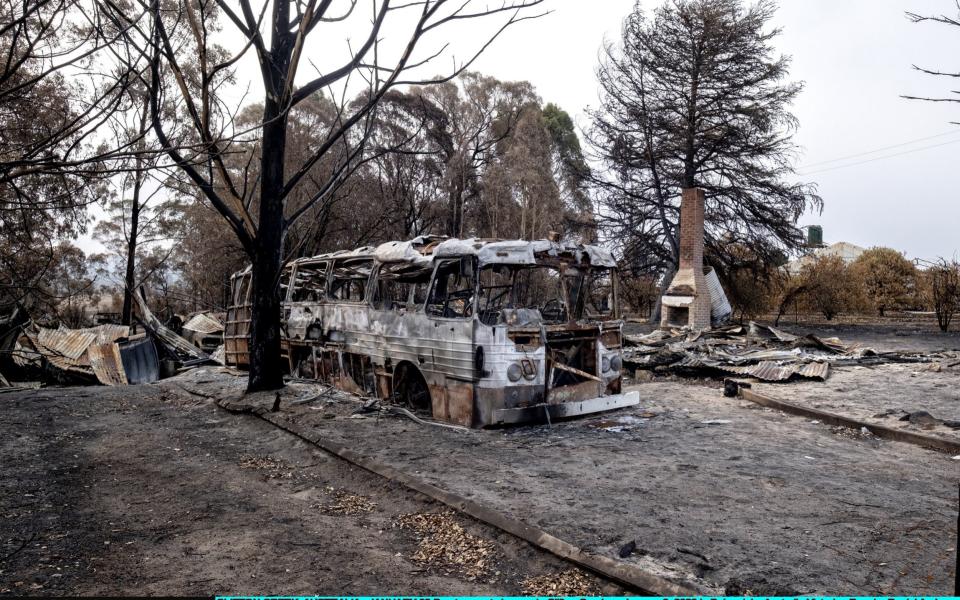 Burnt property is seen in Clifton Creek on January 9, 2020 in Bairnsdale, Australia. Victorian Premier Daniel Andrews has extended the State of Disaster for the next 48 hours as the state remains on high bushfire alert with dangerous weather conditions forecast for Friday. - Getty Images AsiaPac