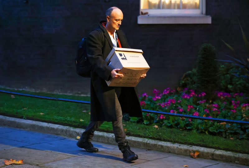 FILE PHOTO: Dominic Cummings, special advisor for Britain's Prime Minister Boris Johnson leaves 10 Downing Street, in London