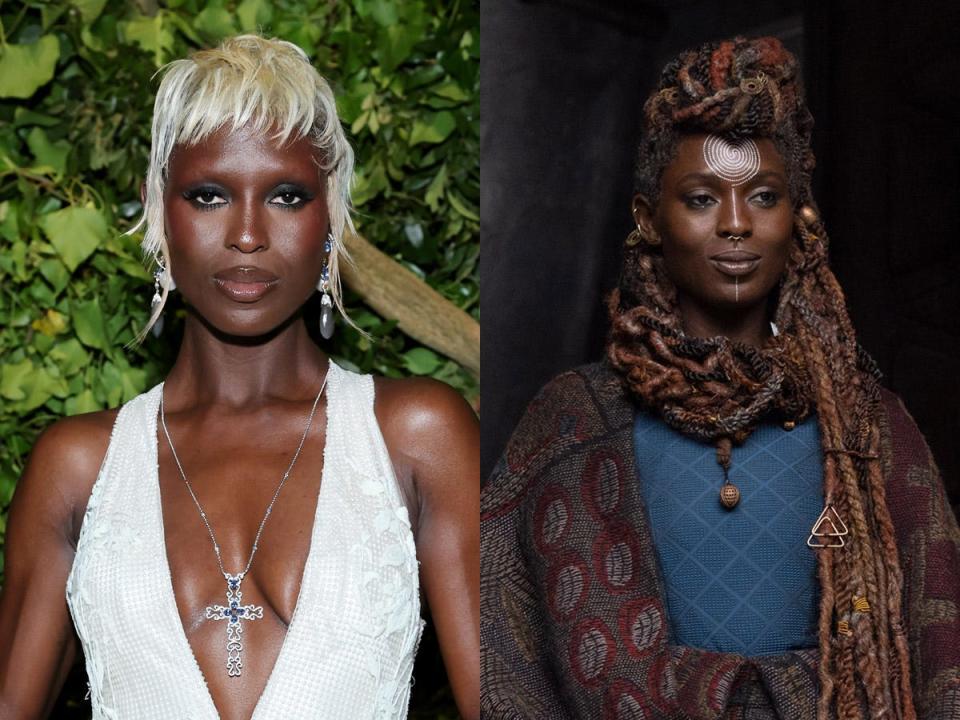 Jodie Turner-Smith at the 2024 Met Gala, and as Mother Aniseya in "Star Wars: The Acolyte."