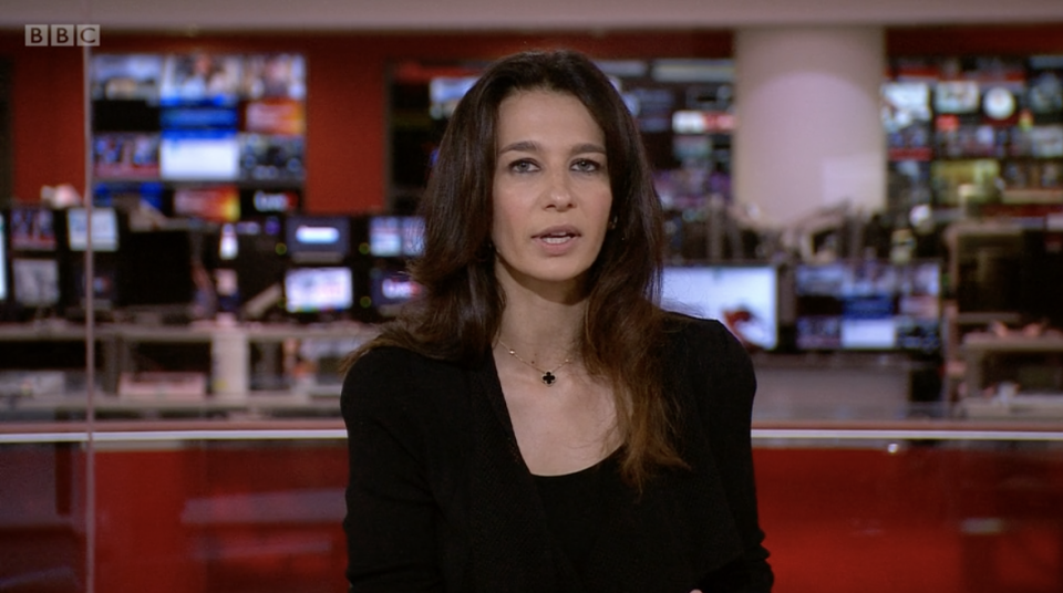 A BBC World News anchor Yalda Haki received a call from a Taliban spokesperson while reporting live on air. Source: BBC