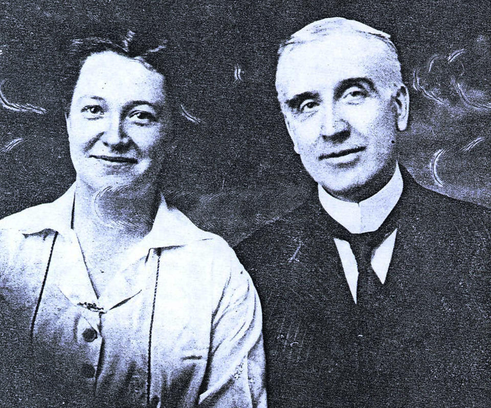 This undated photo provided by The Preservation Society of Newport County shows Grace Rhodes Birch, left, a cook at The Elms mansion in Newport, R.I., with her husband Ernest Birch, the mansion's butler. The couple married in 1918. Newly discovered photographs, documents and family histories have inspired the creation of a tour about servants at The Elms, echoing themes of the British drama program, "Downton Abbey." (AP Photo/The Preservation Society of Newport County)