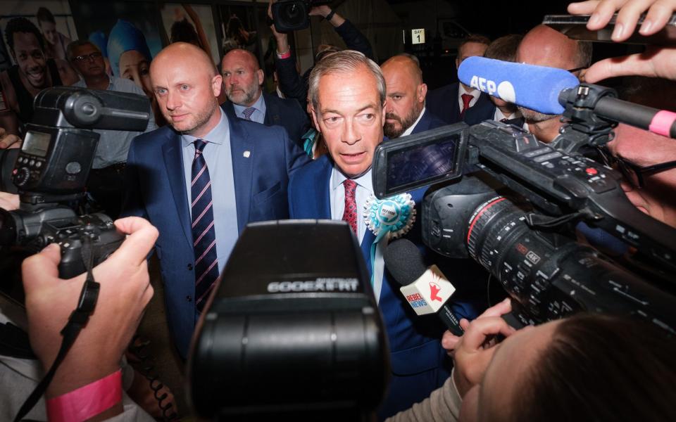 Farage arrives at the Clacton count