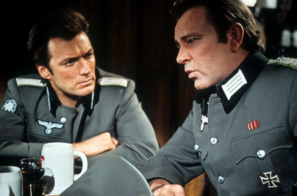 Clint Eastwood and Richard Burton in a scene from the film 'Where Eagles Dare', 1968. (Photo by Metro-Goldwyn-Mayer/Getty Images)