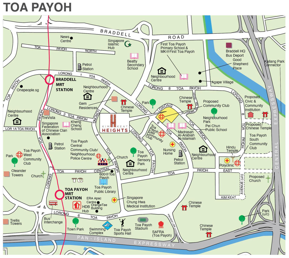 Location of Kim Keat Heights May 2022 Toa Payoh BTO flats, bounded by Lorong 7 and Lorong 6 Toa Payoh, Kim Keat Heights. Source: HDB