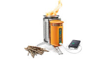 <p>Generating power while on the trail can be cumbersome, but this wood-burning camp stove makes it easy. Energy from the fire allows for you to charge your phones, LED lights, and other USB accessible products. Plus, the BioLite can boil water in minutes. The flames are easy to set up, and as efficient as those on a gas stove.</p> <p><strong>To buy:</strong> <a rel="nofollow noopener" href="https://www.amazon.com/BioLite-BL-CSA-Wood-Burning-Campstove/dp/B00BQHET9O" target="_blank" data-ylk="slk:amazon.com;elm:context_link;itc:0;sec:content-canvas" class="link ">amazon.com</a>; $130</p>