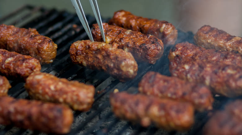 Crispy mititei on the grill