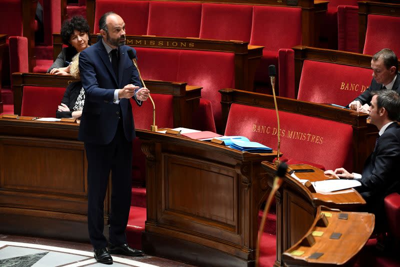 French Prime Minister Edouard Philippe speaks during a session of questions to the government at the National Assembly in Paris