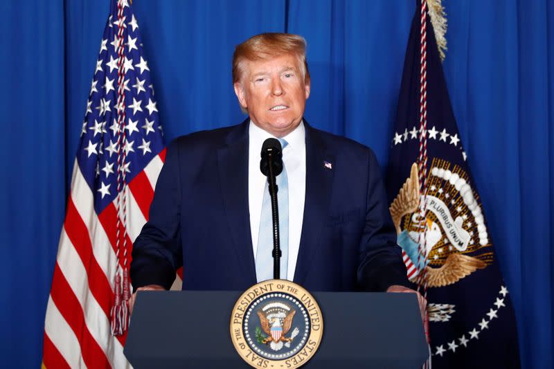 U.S. President Donald Trump delivers remarks following the U.S. Military airstrike against Iranian General Qassem Soleimani in Baghdad, Iraq, in West Palm Beach, Florida