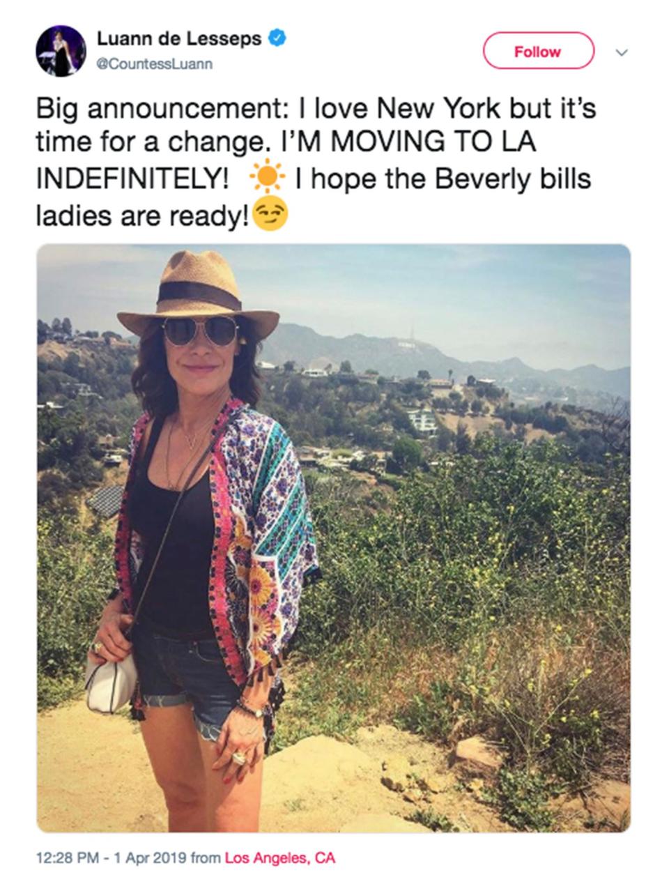 Luann De Lesseps Joked About Leaving New York for Sunny L.A.