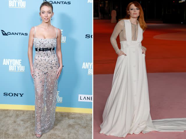 <p>Getty Images</p> Sydney Sweeney and Natasha Lyonne in Miu Miu.