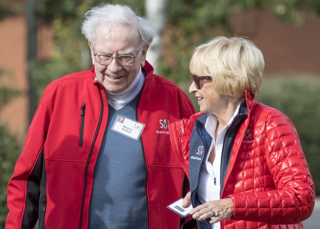 <p>David Paul Morris/Bloomberg/Getty</p> Warren Buffett and Astrid Buffett during the Allen & Co. Media and Technology Conference in Sun Valley, Idaho on July 6, 2016.