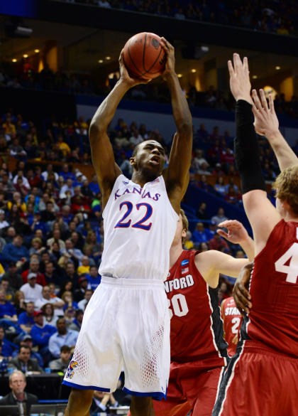 Andrew Wiggins (22) lays the ball up past Stanford in the NCAA tournament. (USA TODAY Sports)