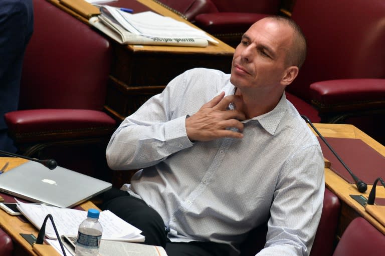Former Greek finance minister Yanis Varoufakis attends a parliamentary session in Athens on July 15, 2015
