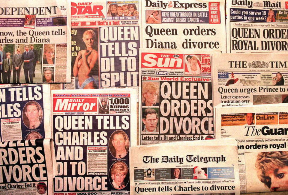 LONDON, UNITED KINGDOM:  London's national newspapers headline 21 December the report that Queen Elizabeth has sent a letter to both Prince Charles and the Princess Diana spelling out her 